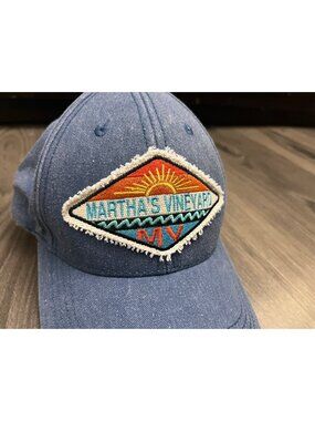 Marthas Vineyard Hat Cap MV Logo Spell Out Adult OS Hook Look Strap